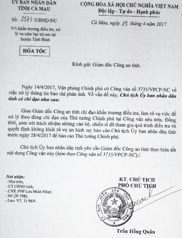 Cách chức Phó Thủ trưởng cơ quan cảnh sát điều tra Công an tỉnh Cà Mau Cách chức Phó Thủ trưởng cơ quan cảnh sát điều tra Công an tỉnh Cà Mau